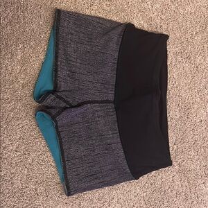 Lululemon Athletica Black and Gray Performance Athletic Shorts